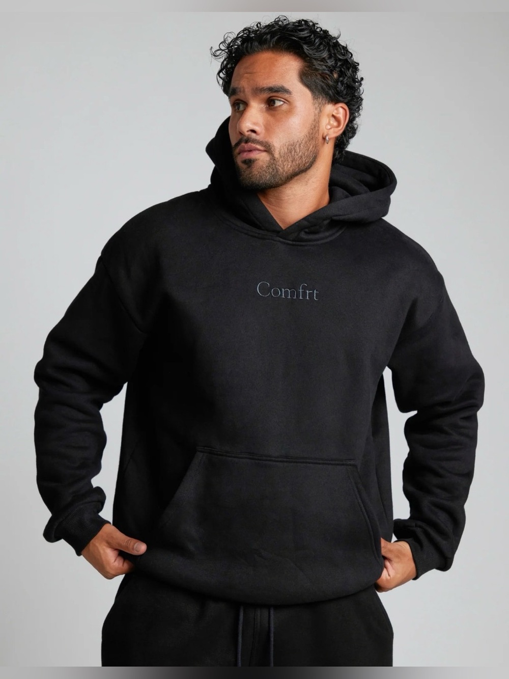 Comfrt Signature Hoodie UNISEX NWT SZ L Black Hooded Sweatshirt MSRP $120